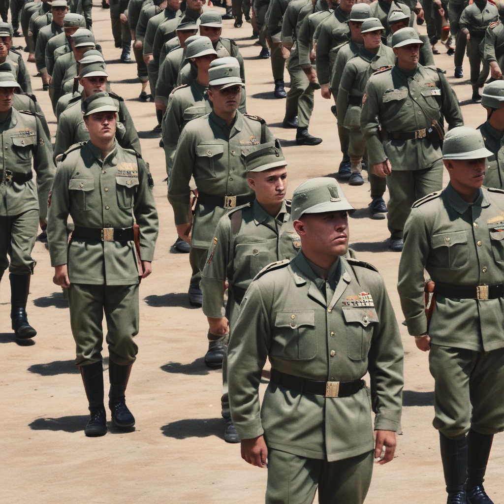 Group of soldiers in uniform in formation