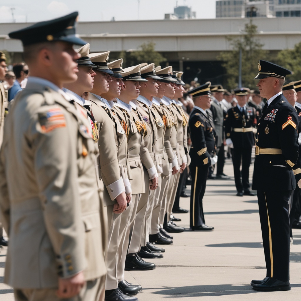 Military personnel in uniform during a ceremony